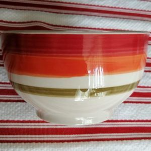 EUC Ceramic Bowl Orange Green Red Striped